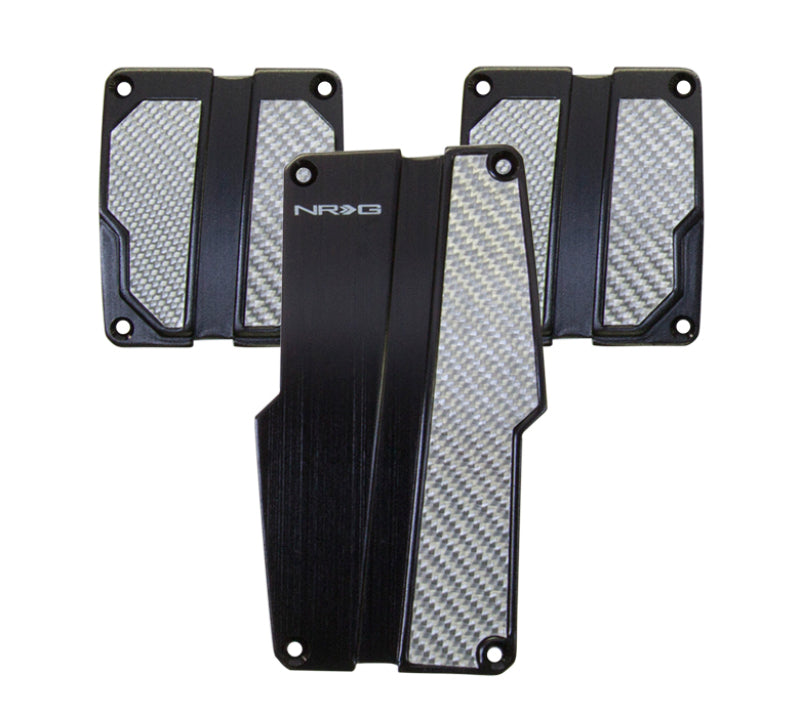 NRG Brushed Aluminum Sport Pedal M/T - Black w/Silver Carbon-thumbmail-2