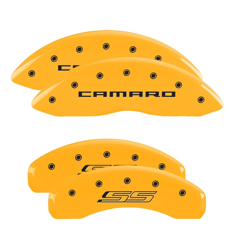 MGP 4 Caliper Covers Engraved Front Gen 5/Camaro Engraved Rear Gen 5/SS Yellow finish black ch-thumbmail-3