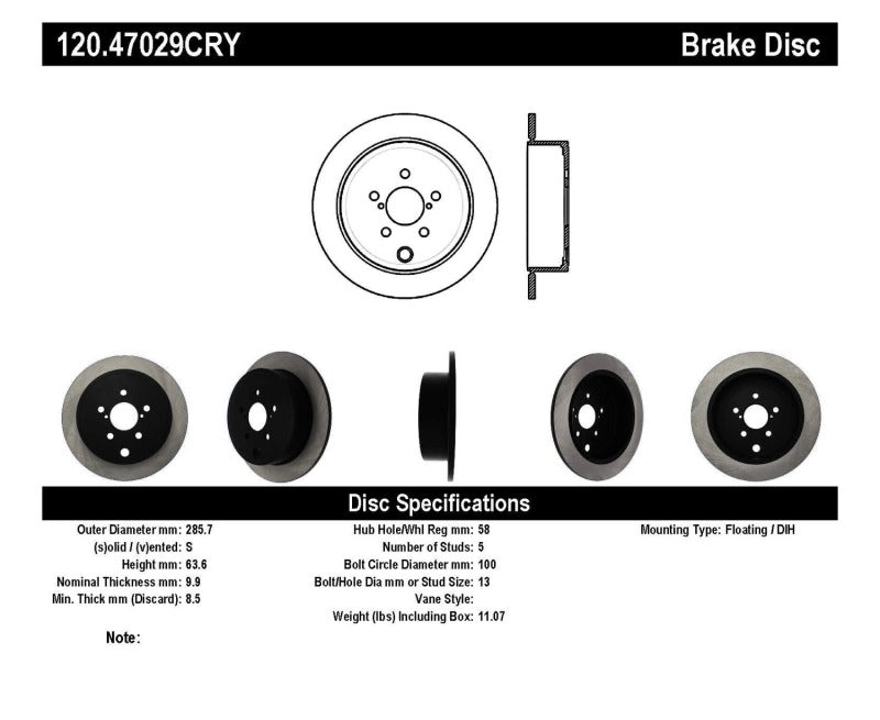 Stoptech 09-10 Subaru Forester / 08-10 Impreza/WRX Rear CRYO-STOP Rotor-thumbmail-6