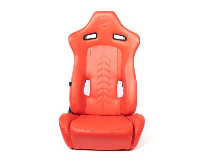 NRG Reclinable Sport Seats (Pair) The Arrow Red Vinyl w/ Pressed NRG Logo w/ Red Stitch-thumbmail-3