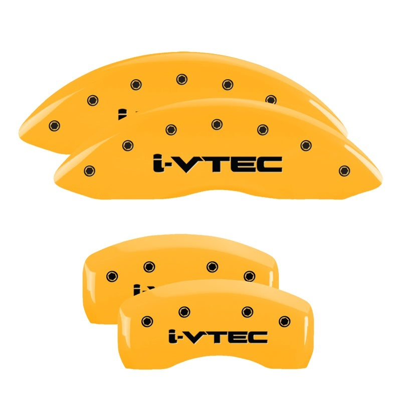 MGP 4 Caliper Covers Engraved Front & Rear I-Vtec Yellow Finish Black Char 2017 Acura ILX-thumbmail-3