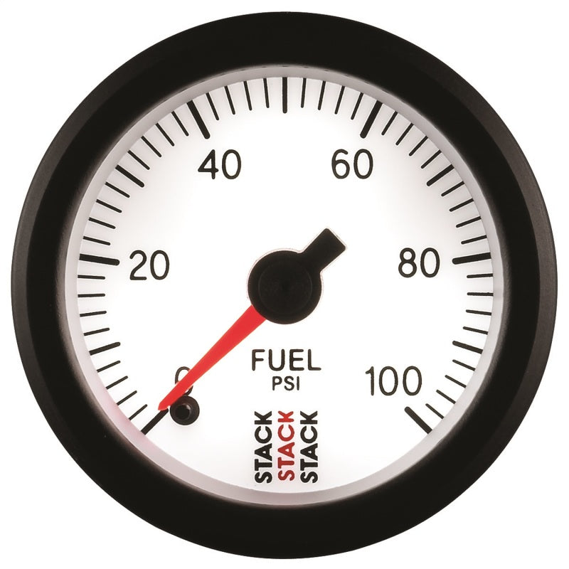 Autometer Stack 52mm 0-100 PSI 1/8in NPTF Male Pro Stepper Motor Fuel Pressure Gauge - White-thumbmail-4