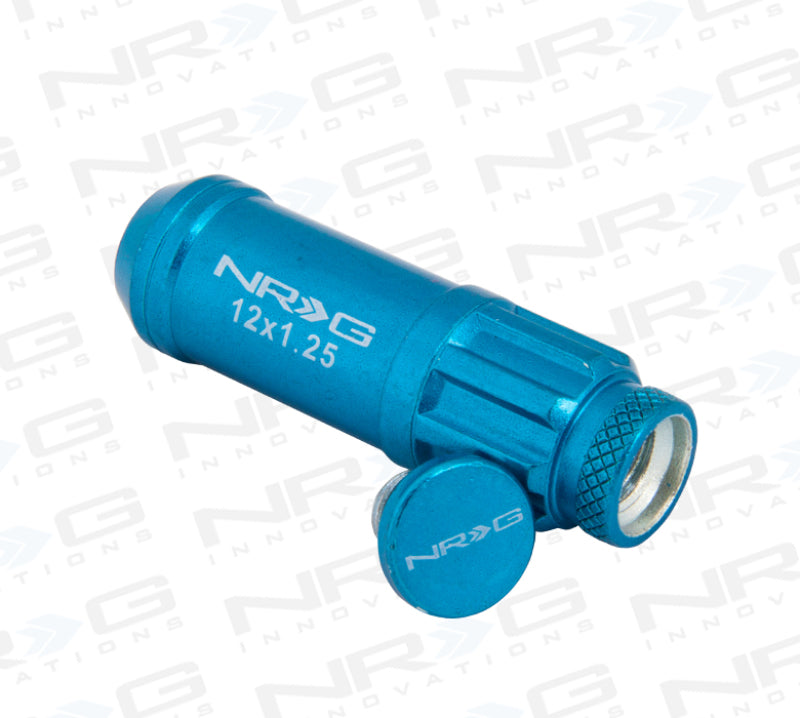 NRG 700 Series M12 X 1.25 Steel Lug Nut w/Dust Cap Cover Set 21 Pc w/Locks & Lock Socket - Blue-thumbmail-6
