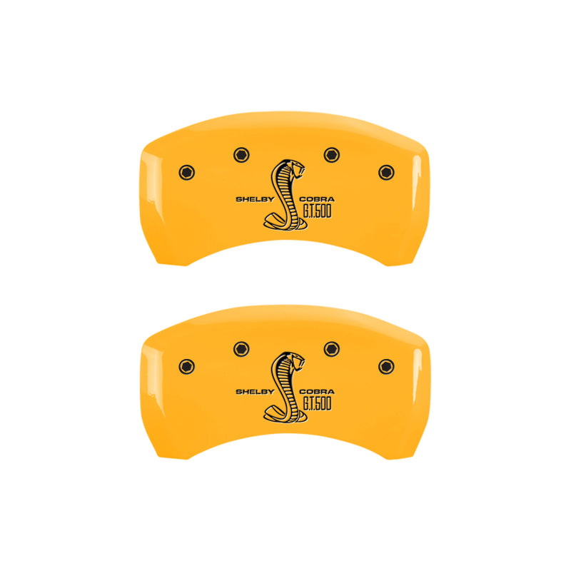 MGP Rear set 2 Caliper Covers Engraved Rear GT500 Shelby & Cobra Yellow finish black ch-thumbmail-4