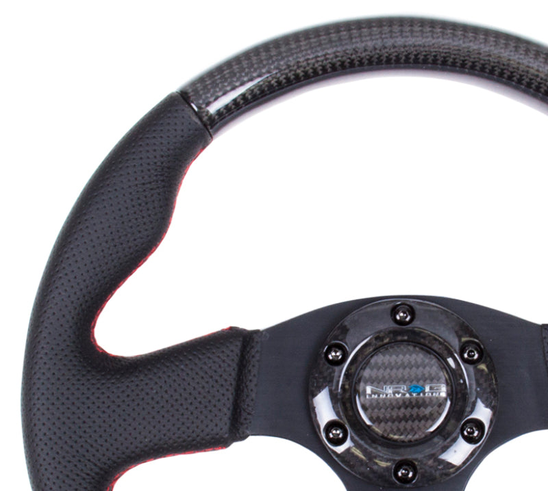NRG Carbon Fiber Steering Wheel (315mm) Leather Trim w/Red Stitching-thumbmail-4