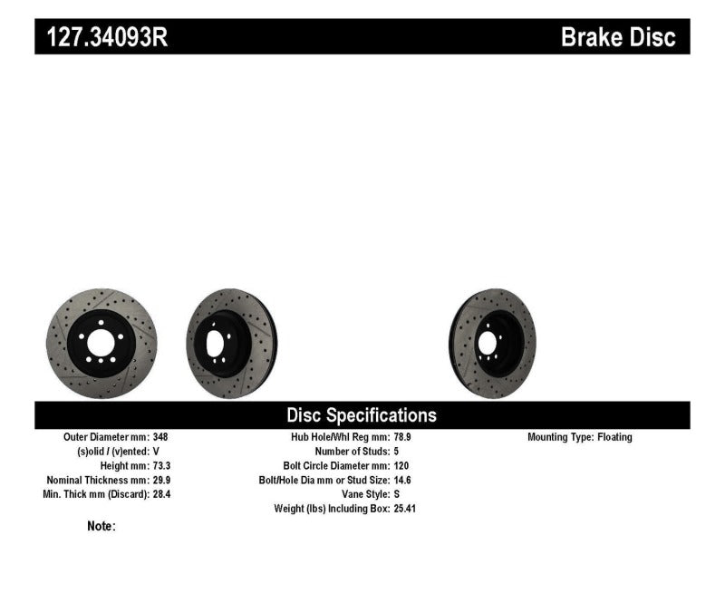 StopTech 07-09 BMW 335 (E90/E92/E93) Slotted & Drilled Right Front Rotor-thumbmail-11