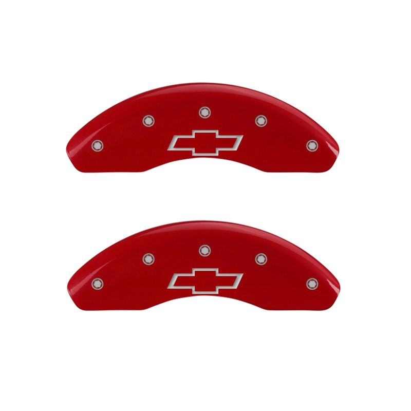 MGP 4 Caliper Covers Engraved Front & Rear Bowtie Red finish silver ch-thumbmail-2