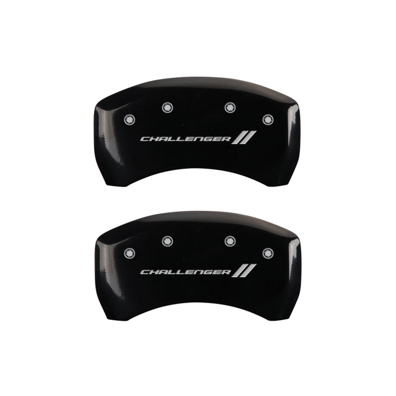 MGP 4 Caliper Covers Engraved Front & Rear With stripes/Challenger Black finish silver ch-thumbmail-4