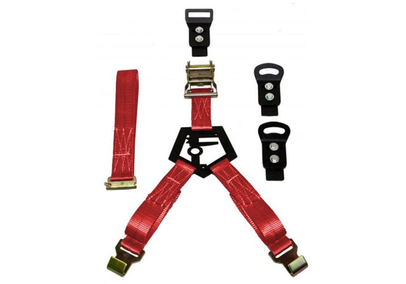 N-Fab Bed Mounted Rapid Tire Strap Universal - Gloss Black - Red Strap-thumbmail-3