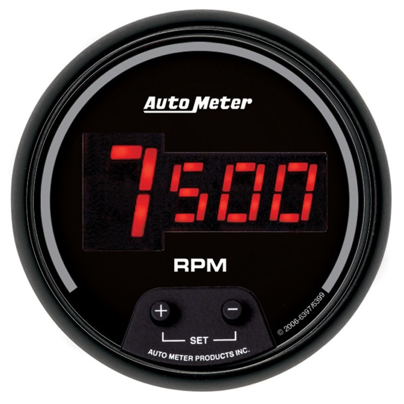 AutoMeter Gauge Tach 3-3/8in. 10K RPM In-Dash Digital Black Dial W/ Red Led-thumbmail-1
