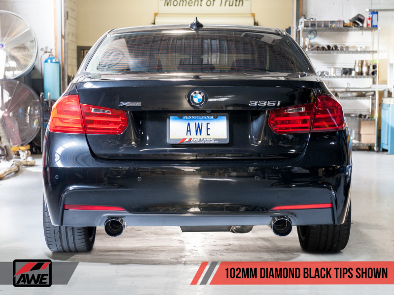 AWE Tuning BMW F3X 335i/435i Touring Edition Axle-Back Exhaust - Diamond Black Tips (102mm)-thumbmail-11