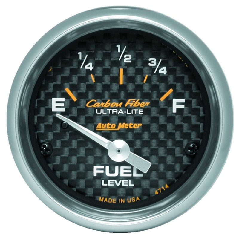 Autometer Carbon Fiber 52mm 0E-90F Short Sweep Electronic Fuel Level Gauge-thumbmail-1