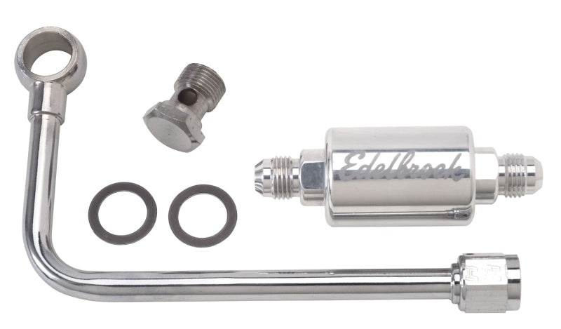 Edelbrock 3/8In Hard Fuel Line w/ -6 B-Nut and Polished Filter-thumbmail-2