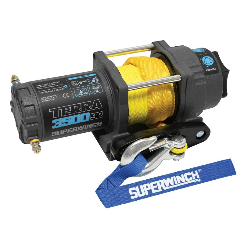 Superwinch 3500 LBS 12V DC 7/32in x 32ft Synthetic Rope Terra 3500SR Winch - Gray Wrinkle-thumbmail-1