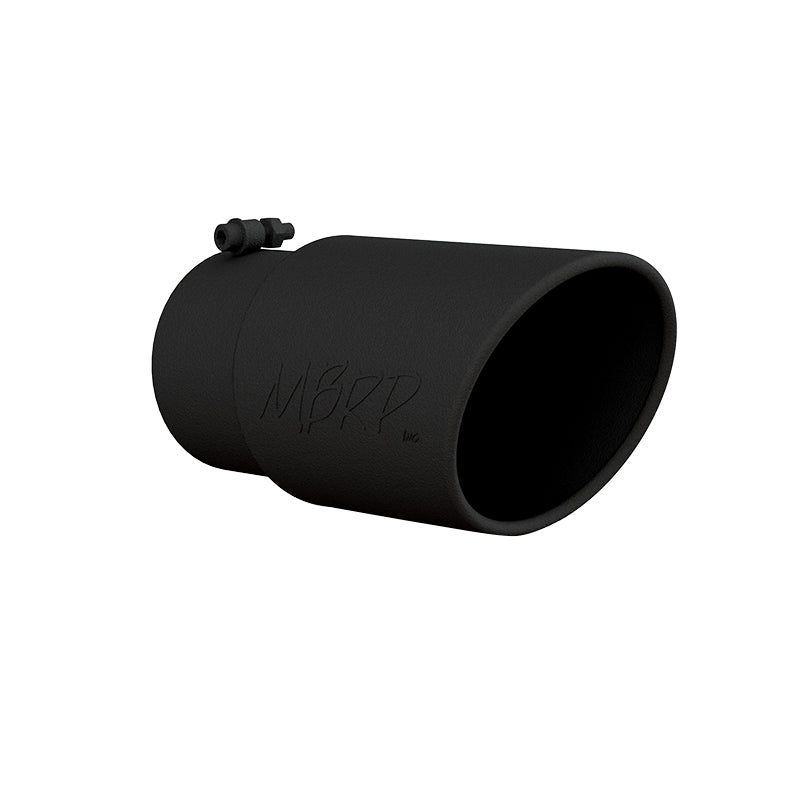 MBRP Universal Tip 6in O.D. Angled Rolled End 5 inlet 12 length - Black Finish-thumbmail-2