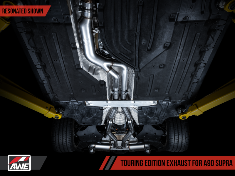 AWE 2020 Toyota Supra A90 Resonated Touring Edition Exhaust - 5in Chrome Silver Tips-thumbmail-5