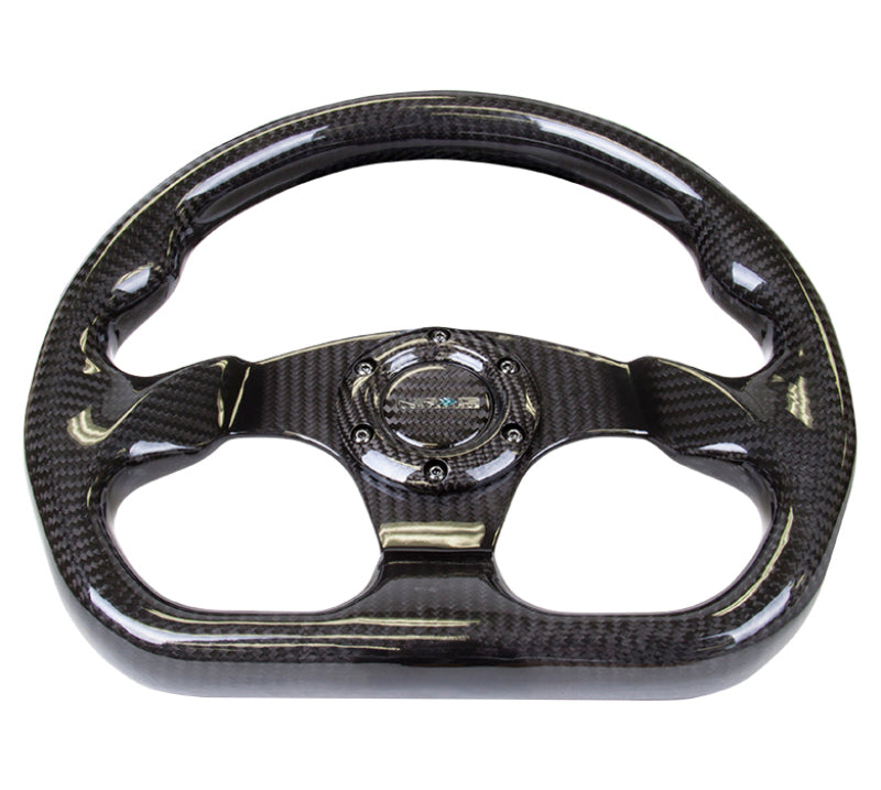 NRG Carbon Fiber Steering Wheel (320mm) Flat Bottom w/Shiny Black Carbon-thumbmail-4
