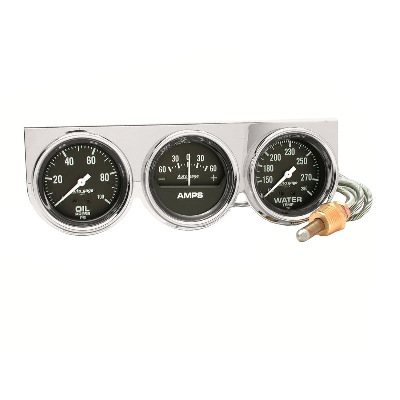 Autometer AutoGage 2-5/8in 0-100 PSI Oil Press/ 60 Amp / 130-280 Deg Water Temp-thumbmail-1