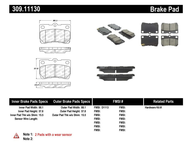 StopTech Performance 06 Lexus GS300/430 / 07-08 GS350 / 06-08 IS250/350 Rear Brake Pads-thumbmail-6