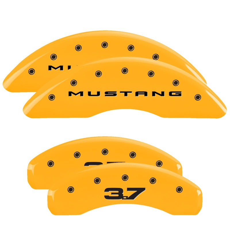 MGP 4 Caliper Covers Engraved Front 2015/Mustang Engraved Rear 2015/37 Yellow finish black ch-thumbmail-3