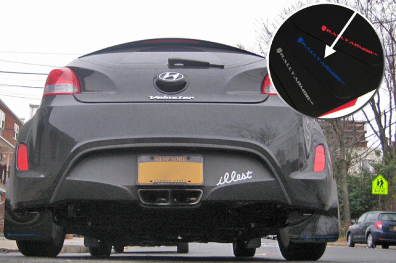 Rally Armor 12-18 Hyundai Veloster Black UR Mud Flap w/ Blue Logo-thumbmail-2
