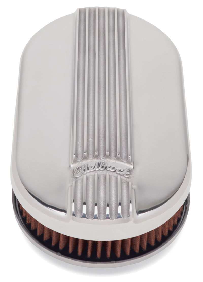 Edelbrock Air Cleaner Classic Series Oval Aluminum Top Cloth Element 17 5In X 9 35In X 3 9In-thumbmail-7