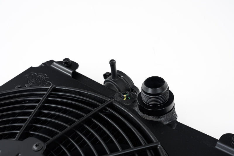 CSF Universal Half Radiator w/-16AN & Slip-On Fittings/12in SPAL Fan & Shroud - Black Finish-thumbmail-5