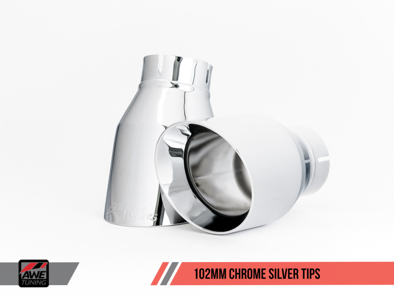 AWE Tuning Audi B9 A4 Touring Edition Exhaust Dual Outlet - Chrome Silver Tips (Includes DP)-thumbmail-6