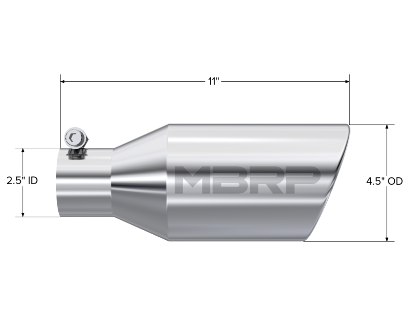 MBRP Universal Tip 4.5 O.D. Angle Rolled End 2.5 Inlet 11in Length - T304-thumbmail-4
