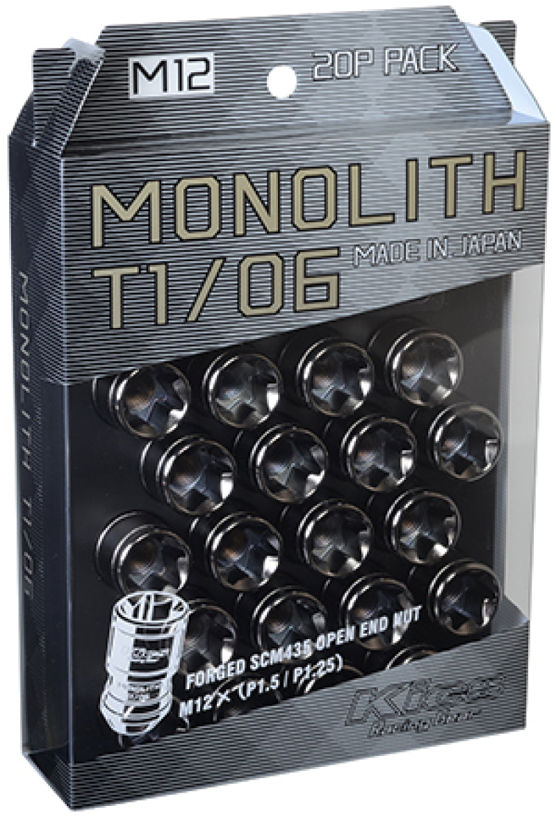 Project Kics 12 x 1.5 Glorious Black T1/06 Monolith Lug Nuts - 4 Pcs-thumbmail-2