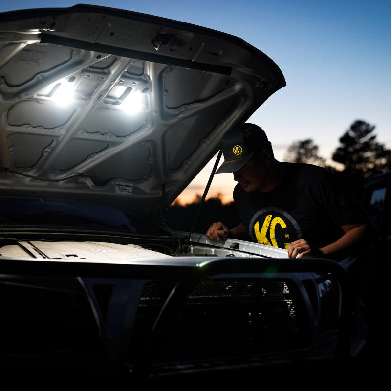 KC HiLiTES Cyclone 2in. LED Universal Under Hood Lighting Kit (Incl. 2 Cyclone Lights/Switch/Wiring)-thumbmail-3