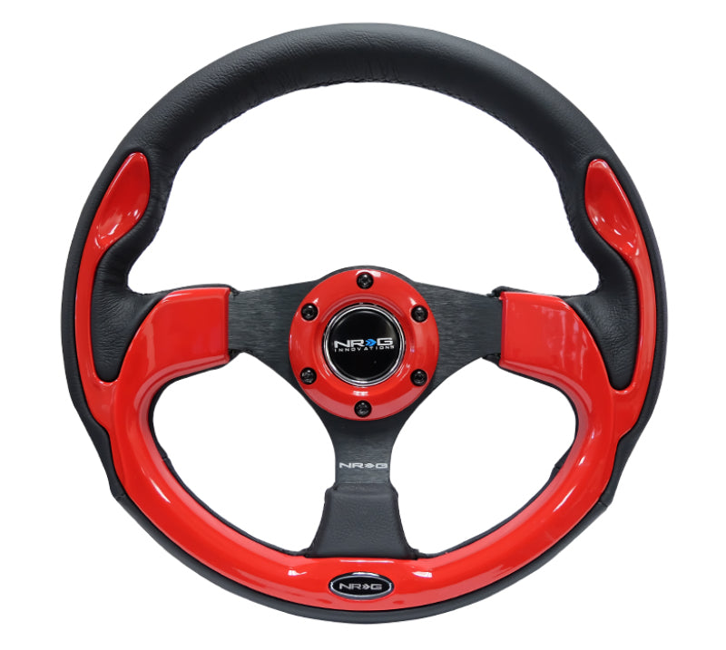 NRG Reinforced Steering Wheel (320mm) Blk w/Red Trim & 5mm 3-Spoke-thumbmail-6