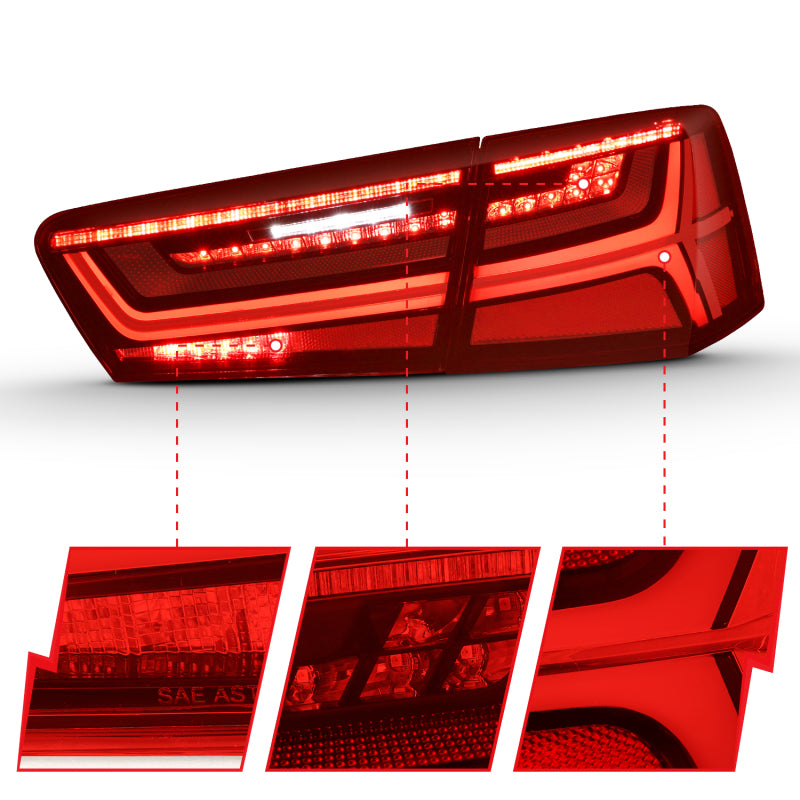 ANZO 2012-2018 Audi A6 LED Taillight Black Housing Red/Clear Lens 4 pcs (Sequential Signal)-thumbmail-7