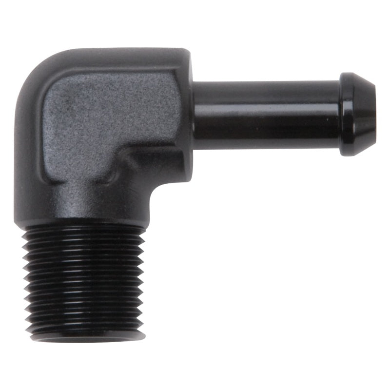 Edelbrock Hose End 90-Deg 3/8In NPT to 3/8In Barb Black Anodize-thumbmail-2