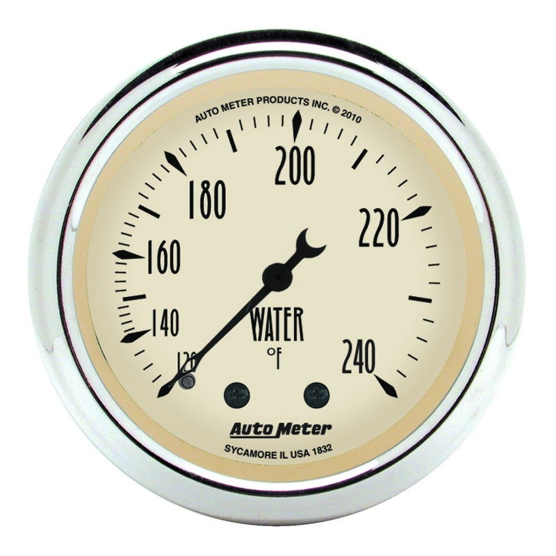 Autometer 2-1/16 inch Mechanical Antique Beige Water Temp Gauge 120-240 Deg F