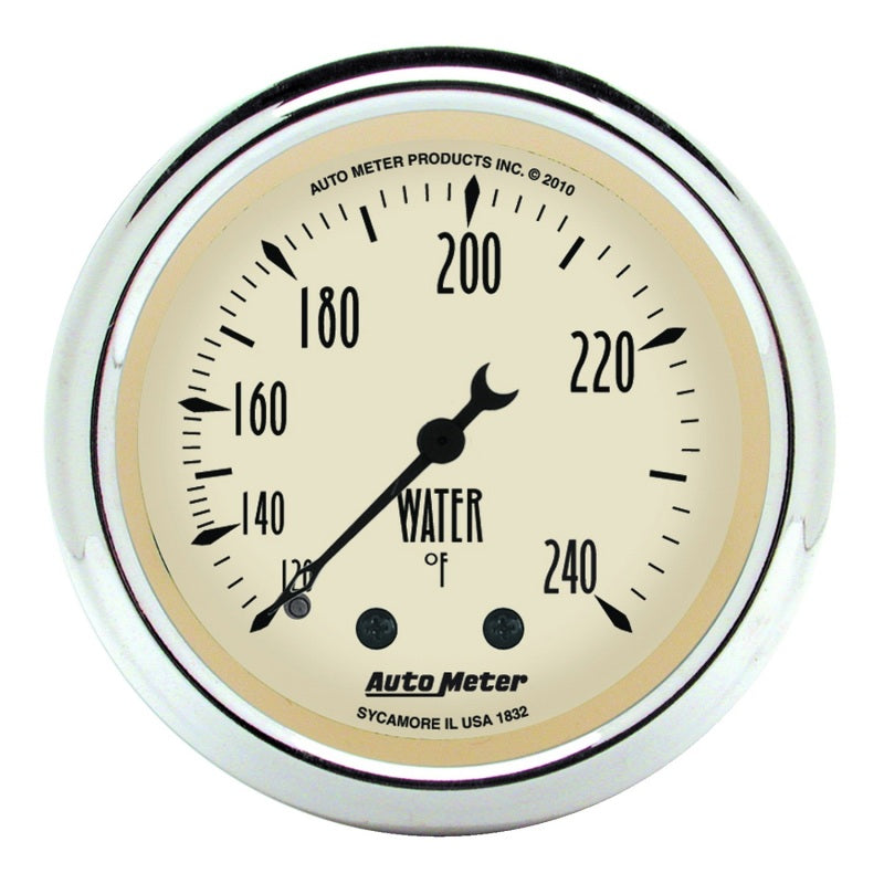 Autometer 2-1/16 inch Mechanical Antique Beige Water Temp Gauge 120-240 Deg F-thumbmail-1