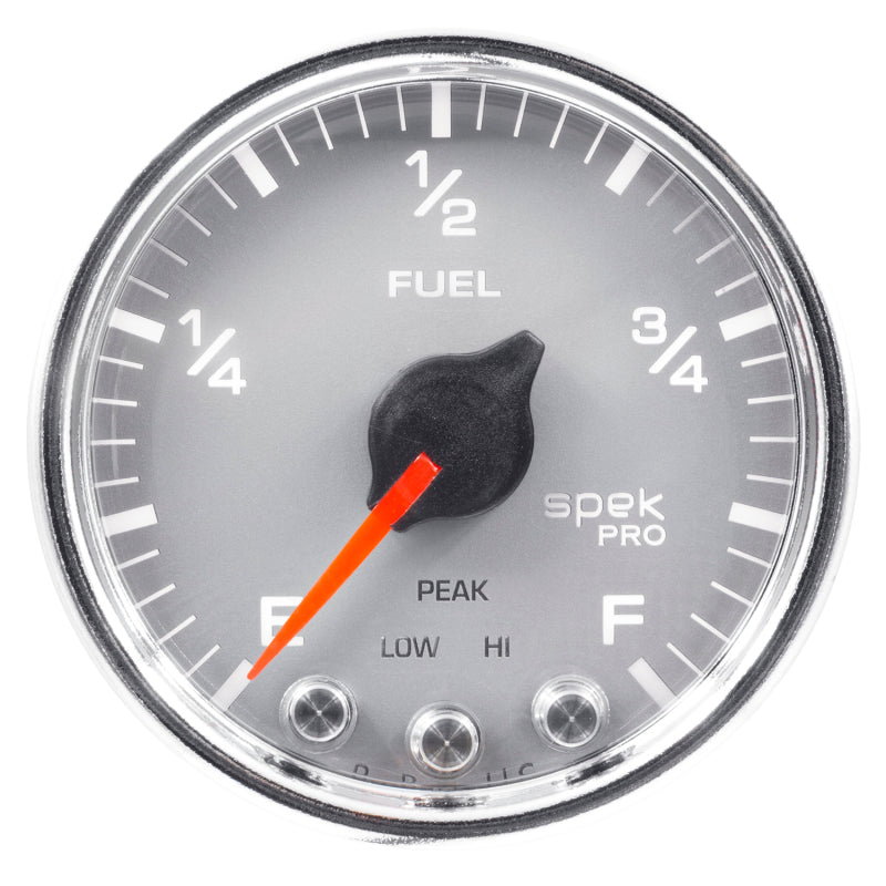 Autometer Spek-Pro Gauge Fuel Level 2 1/16in 0-270 Programmable Slvr/Chrm