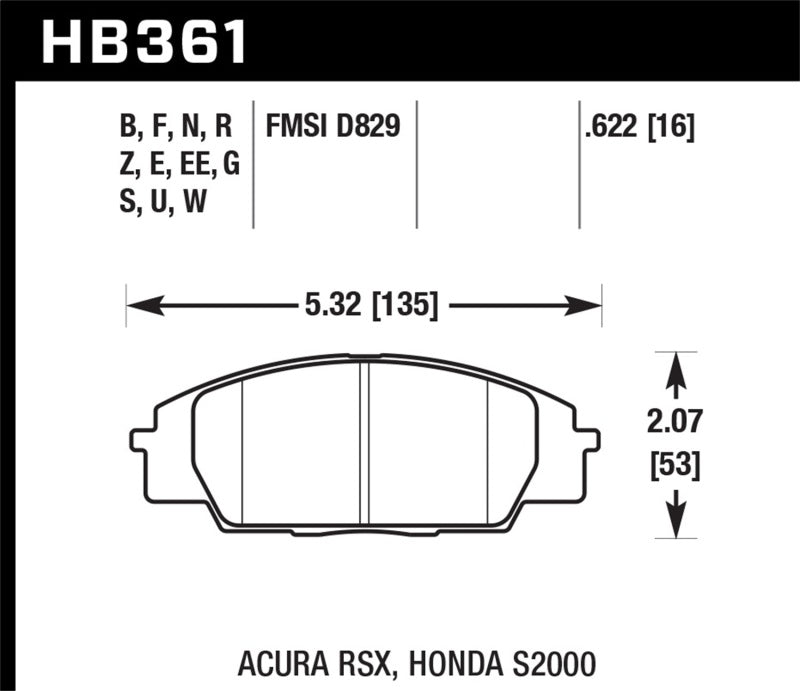 Hawk 2002-2006 Acura RSX Type-S HPS 5.0 Front Brake Pads-thumbmail-2