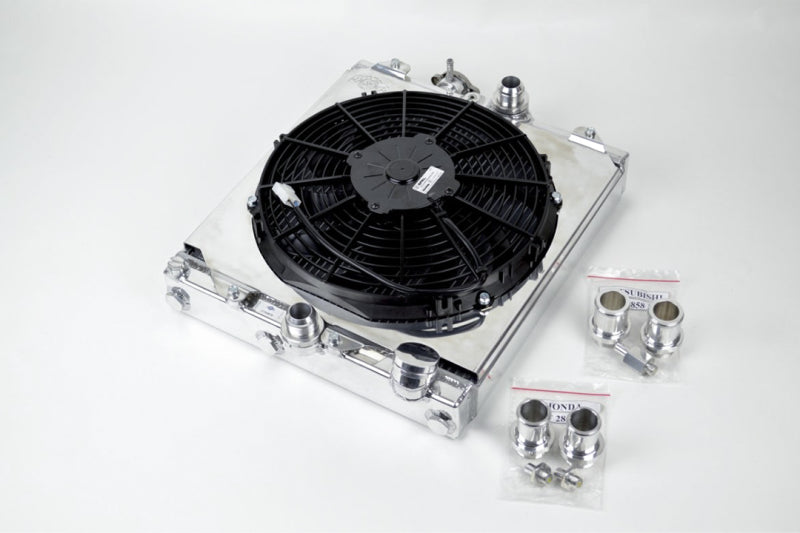 CSF Universal Half Radiator w/-16AN & Slip-On Fittings/12in SPAL Fan & Shroud-thumbmail-5
