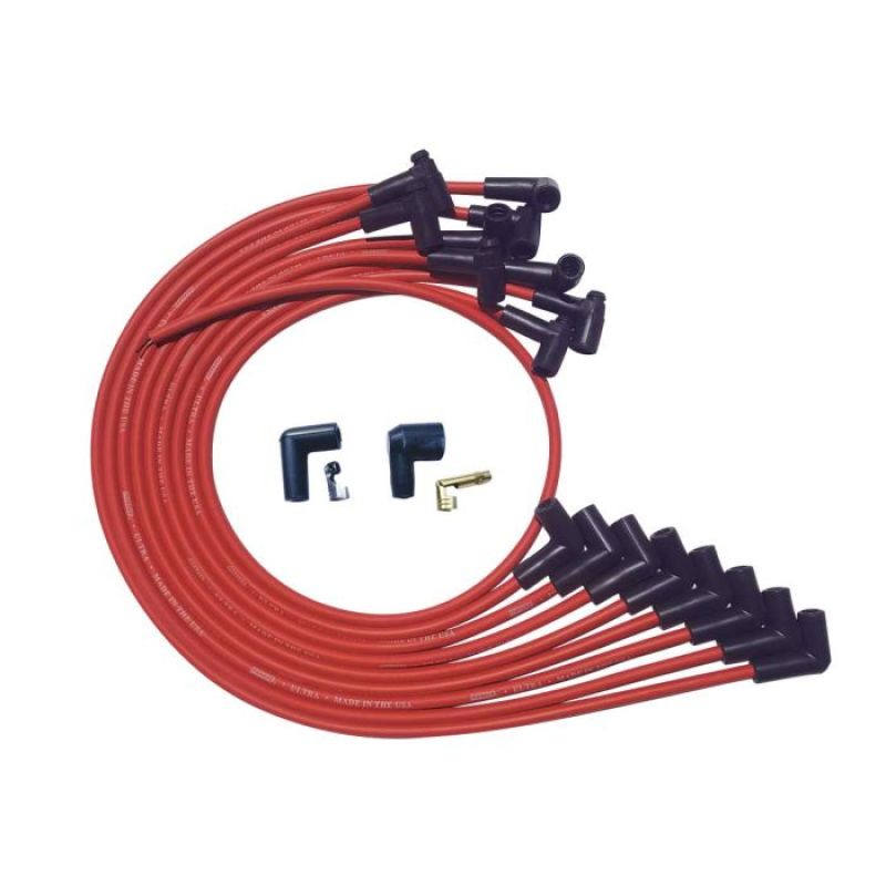 Moroso SBC Over Valve Cover 90 Plug HEI Ultra Spark Plug Wire Set - Red-thumbmail-1