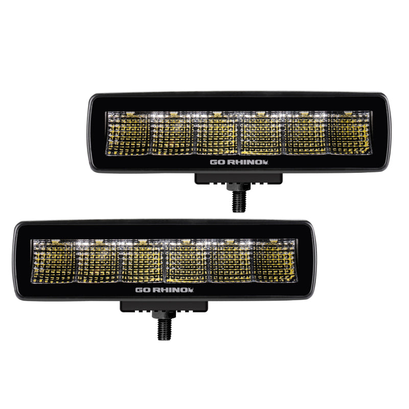 Go Rhino Xplor Blackout Series Sixline LED Flood Light Kit (Surface/Threaded Stud Mnt) - Blk (Pair)-thumbmail-2