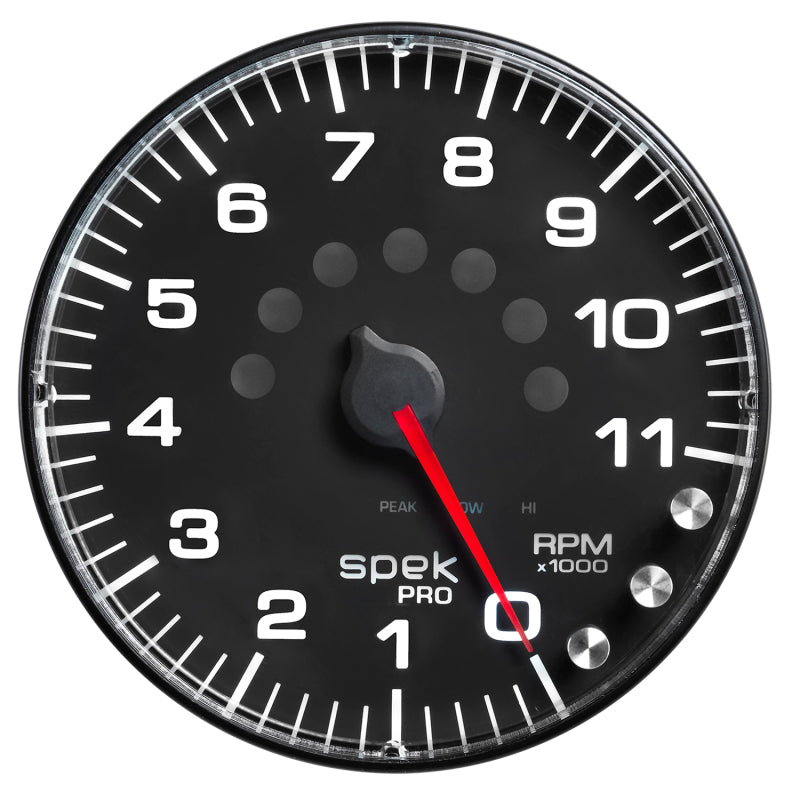 Autometer Spek-Pro Gauge Tachometer 5in 11K Rpm W/Shift Light & Peak Mem Black/Black-thumbmail-8