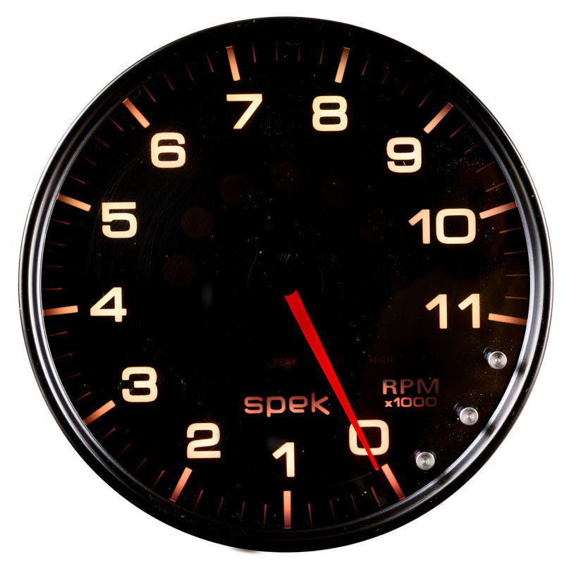 Autometer Spek-Pro Gauge Tachometer 5in 11K Rpm W/Shift Light & Peak Mem Black/Smoke/Black-thumbmail-7