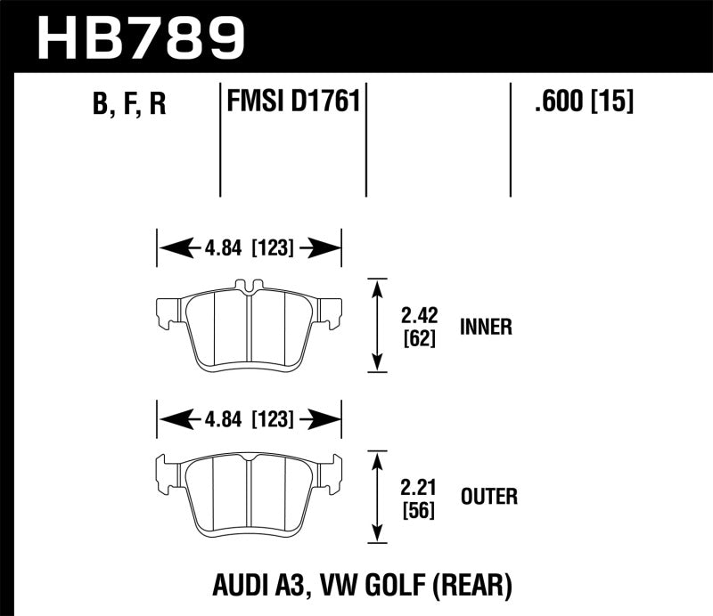 Hawk 15-17 Audi A3/A3 Quattro HPS 5.0 Rear Brake Pads-thumbmail-4