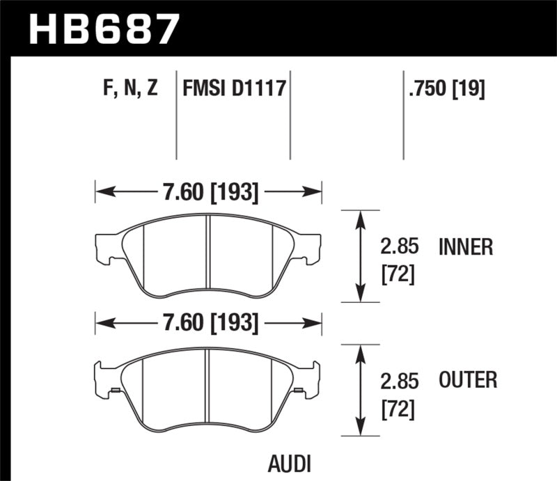 Hawk 04-10 Audi A8 Quattro / 07-11 S6 / 07-10 S8 /  04-06 VW Phaeton HPS Front Street Brake Pads-thumbmail-3