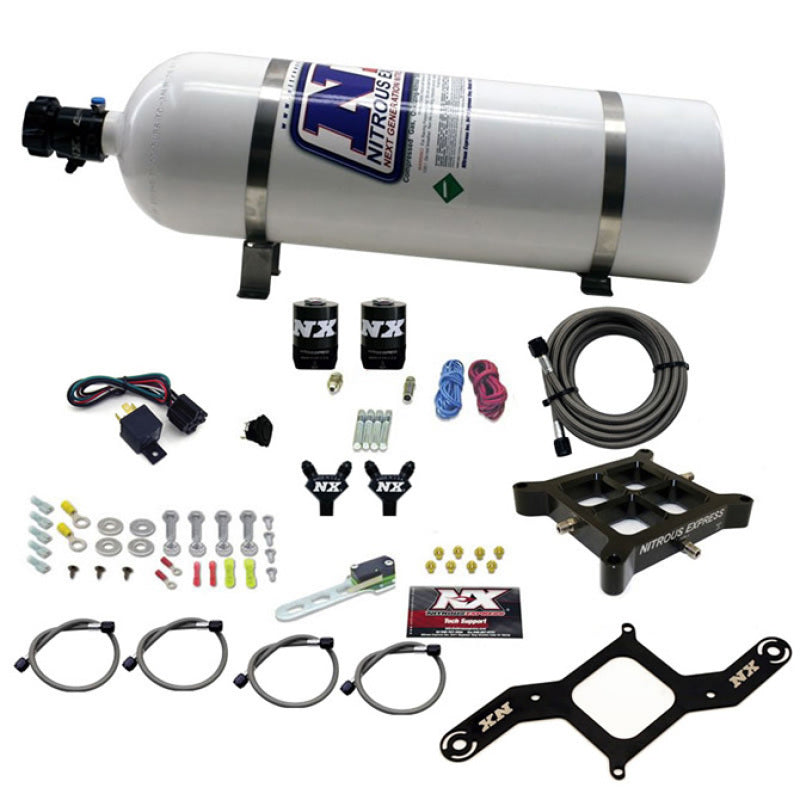 Nitrous Express 4150 Billet Crossbar Pro-Power Nitrous Kit (100-500HP) w/15lb Bottle-thumbmail-2