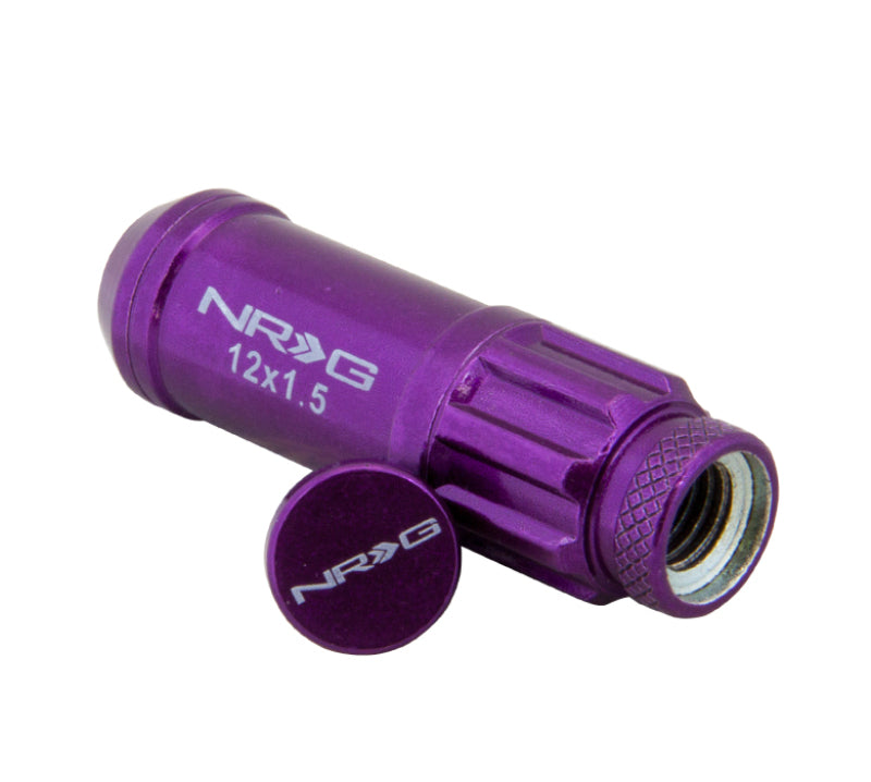 NRG 700 Series M12 X 1.5 Steel Lug Nut w/Dust Cap Cover Set 21 Pc w/Locks & Lock Socket - Purple-thumbmail-4