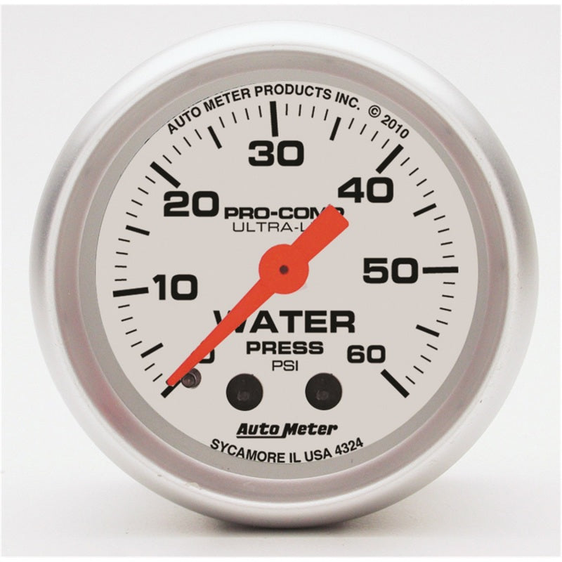 Autometer Ultra-Lite 52mm 60 PSI Mechanical Water Pressure Gauge-thumbmail-1