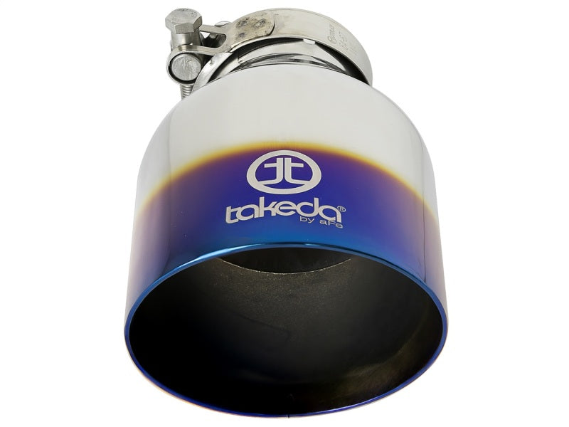 aFe Takeda 304 Stainless Steel Clamp-On Exhaust Tip 2.5in. Inlet / 4.5in. Outlet - Blue Flame-thumbmail-6