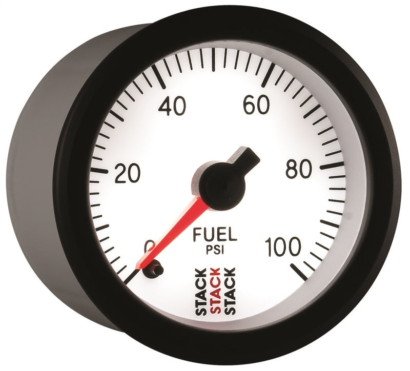 Autometer Stack 52mm 0-100 PSI 1/8in NPTF Male Pro Stepper Motor Fuel Pressure Gauge - White-thumbmail-5